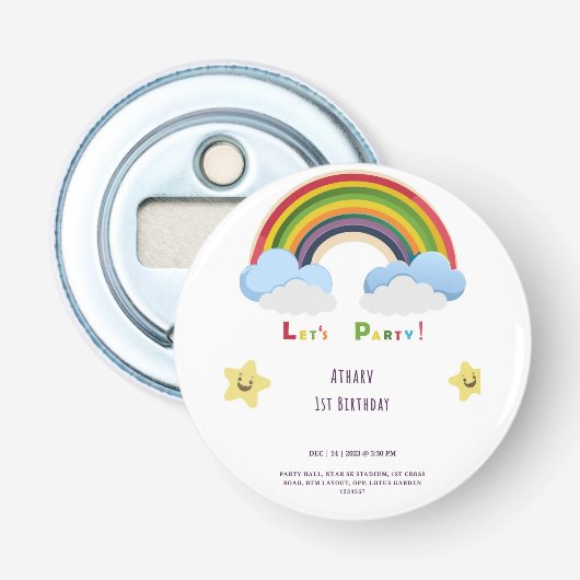 Regenboog Button Flesopener (Voorkant)