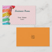Regenboog Cake Chevron Roze Visitekaartje (Voorkant / Achterkant)