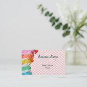 Regenboog Cake Chevron Roze Visitekaartje (Staand voorkant)