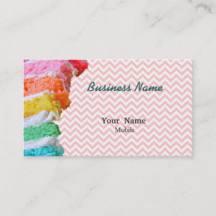 Regenboog Cake Chevron Roze Visitekaartje