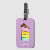 Regenboog cake schattige waterverf bagagelabel (Voorkant (verticaal))