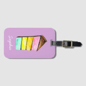 Regenboog cake schattige waterverf bagagelabel (Voorkant (horizontaal))