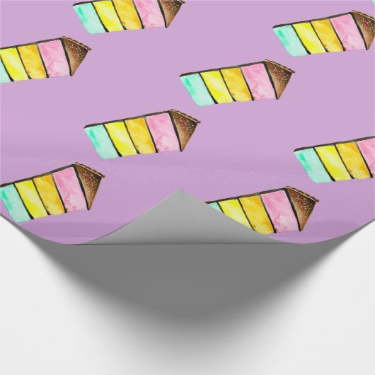 Regenboog cake schattige waterverf cadeaupapier (Hoek)