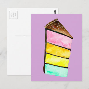 Regenboog cake yum waterverf schattige kunst briefkaart