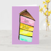 Regenboog cake yum waterverf schattige kunst kaart (Gele Bloem)