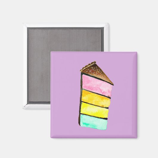 Regenboog cake yum waterverf schattige kunst magneet (Voorkant / Achterkant)