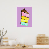 Regenboog cake yum waterverf schattige kunst poster (Keuken)