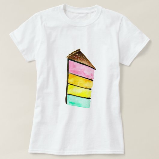 Regenboog cake yum waterverf schattige kunst t-shirt (Design voorkant)