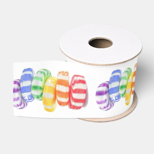 REGENBOOG CANDY 7,5 cm brede Grosgrain lint (Spoel)