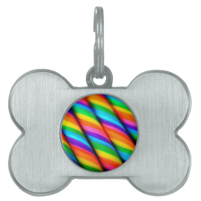 Regenboog Candy Canes 2 Huisdieren Naamplaatje (voorkant)