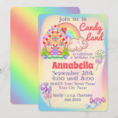 Regenboog Candy Land Feest Kaart (Voorkant / Achterkant)