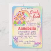 Regenboog Candy Land Feest Kaart (Voorkant)