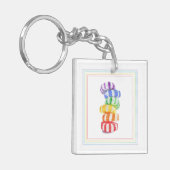 REGENBOOG CANDY Vierkante Acrylen Sleutelhanger (Voorkant Links)