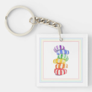 REGENBOOG CANDY Vierkante Acrylen Sleutelhanger