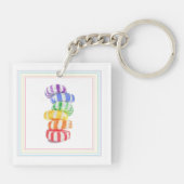 REGENBOOG CANDY Vierkante Acrylen Sleutelhanger (Achterkant)