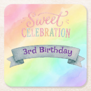 Regenboog Candyland Verjaardagsfeest Onderzetters