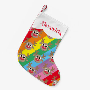 Regenboog Cartoon Rendier Patroon Leuk Kleurrijk Kleine Kerstsok