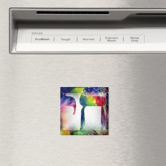 Regenboog "Chai" Leven in het Hebreeuws Magneet (Insitu (Vaatwasser))