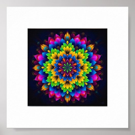 Regenboog Chakra Mandala - Heilige Geometrie Kunst Poster (Voorkant)