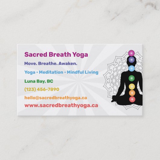 Regenboog Chakra Yoga Visitekaartje (Voorkant)