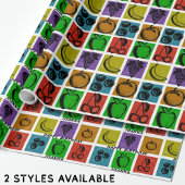 Regenboog Checker Fruit Stempels Gelukkige Verjaar Cadeaupapier