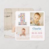 Regenboog Chevron 1e Verjaardag Fotokaarten Kaart (Voorkant / Achterkant)