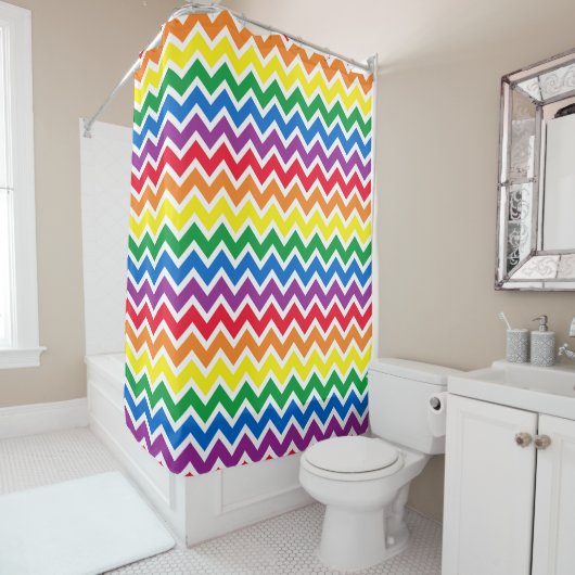 Regenboog Chevron Douchegordijn (In situ)