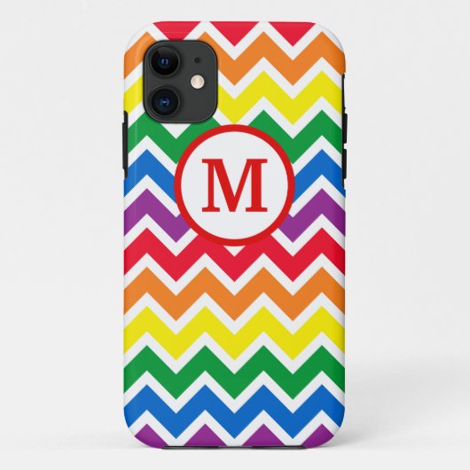 Regenboog Chevron Initiaal Case-Mate iPhone Case (Achterkant)