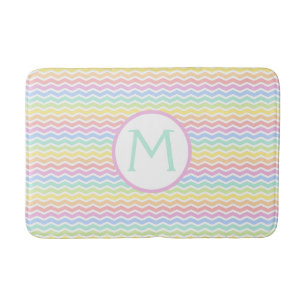 Regenboog Chevron Pastel Monogram Badmat