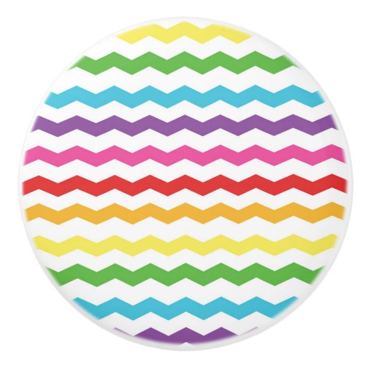 Regenboog Chevron Patroon Kleurrijke Lade Dresser Keramische Knop (Voorkant)