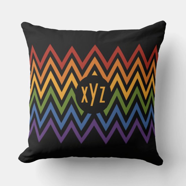 Regenboog Chevron Pattern, aangepast kussen weggoo (Voorkant)