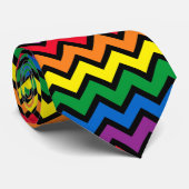 Regenboog Chevron Zwart Stropdas (Opgerold)