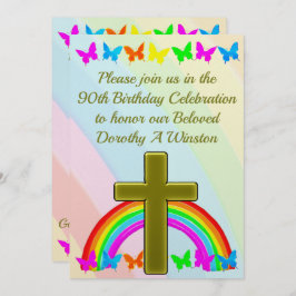  REGENBOOG CHRISTELIJK 90E VERJAARDAG UITNODIGING