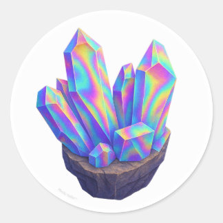 Regenboog Chrome Kristal Ronde Sticker