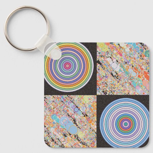 Regenboog concentrische cirkel ontwerp sleutelhanger (Voorkant)