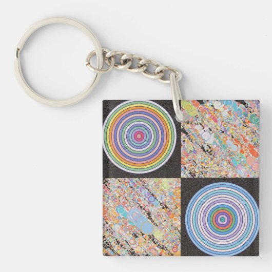 Regenboog concentrische cirkelontwerp sleutelhanger (Voorkant)
