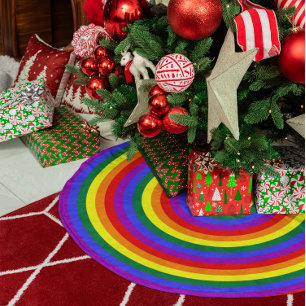 Regenboog concentrische cirkels imitatie linnen kerstboom kleed