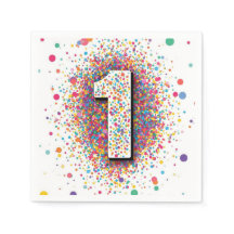 Regenboog Confetti 1e Verjaardag Servetten Kleurri