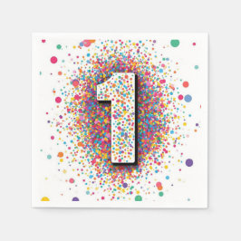 Regenboog Confetti 1e Verjaardag Servetten Kleurri