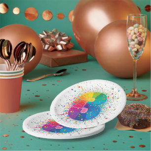 Regenboog Confetti 1e Verjaardag Servetten Kleurri Papieren Bordje