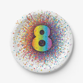 Regenboog Confetti 1e Verjaardag Servetten Papiere Papieren Bordje