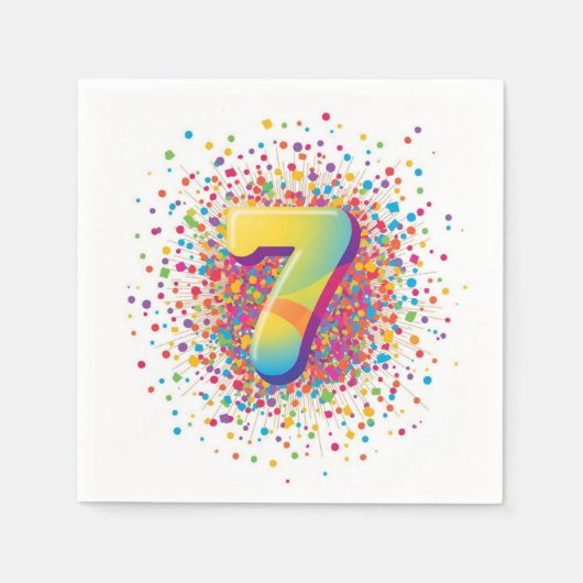 Regenboog Confetti 7e Verjaardag Servetten Kleurri (Voorkant)