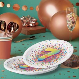 Regenboog Confetti 7e Verjaardag Servetten Kleurri Papieren Bordje