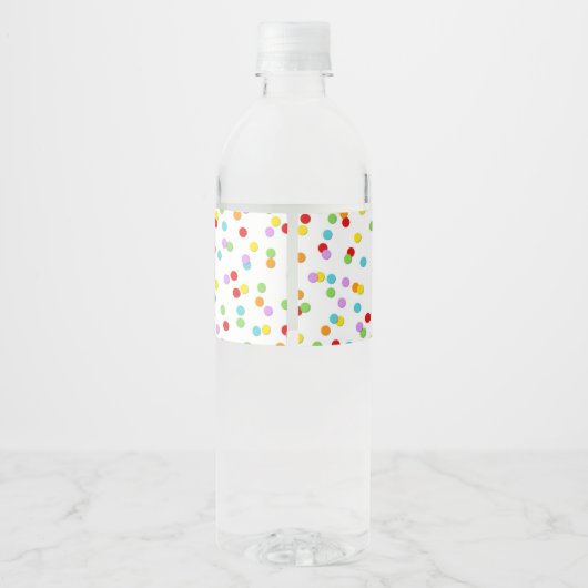Regenboog Confetti Bestrooid met Liefde Baby Stroo Waterfles Etiket (Achterkant)
