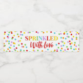 Regenboog Confetti Bestrooid met Liefde Baby Stroo Waterfles Etiket (Enkel label)