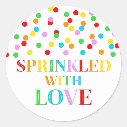 Regenboog Confetti Bestrooid met liefde Ronde Sticker (Voorkant)
