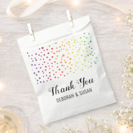 Regenboog confetti, bomen Dank je wel lesbisch huw Bedankzakje