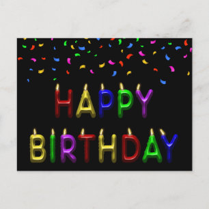 Regenboog Confetti Gelukkige Verjaardag Kaarsen Br Briefkaart