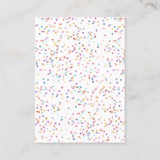 Regenboog Confetti Kleurrijke Trouw Huwelijkskaart Plaatskaartje (Achterkant)