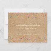 Regenboog Confetti Rustic Kraft Script Zakelijk Bedankkaart (Achterkant)